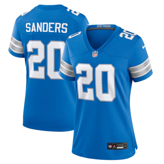 Women's Detroit Lions #20 Barry Sanders Blue 2024 Stitched Jersey(Run Smaller)